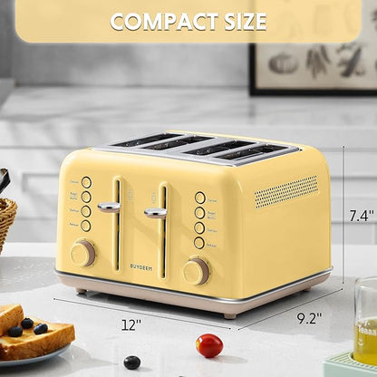 BUYDEEM DT640 Retro 4 Slice Toaster, 7 Shade Settings, Extra Wide 1.5'' Slots - Image 5