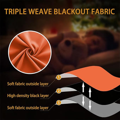 KOUFALL Orange Curtains for Boys Bedroom 2 Panels Blackout Room Darkening - Image 5