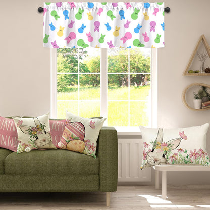 Limike Kitchen Valances for Windows 54" x 18", Colorful Bunny Kitchen Curtains Valances, Decorations for Windows, Cute Window Treatments Drapes for Bedroom Living Room, 1 Panel