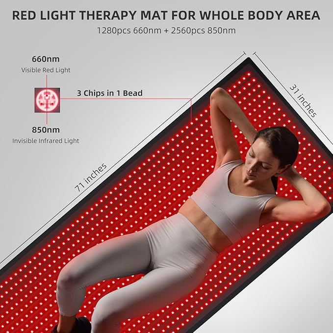 Red Light Therapy Large Mat for Whole Body Relief 71''x31'' Infrared Therapy - Image 3