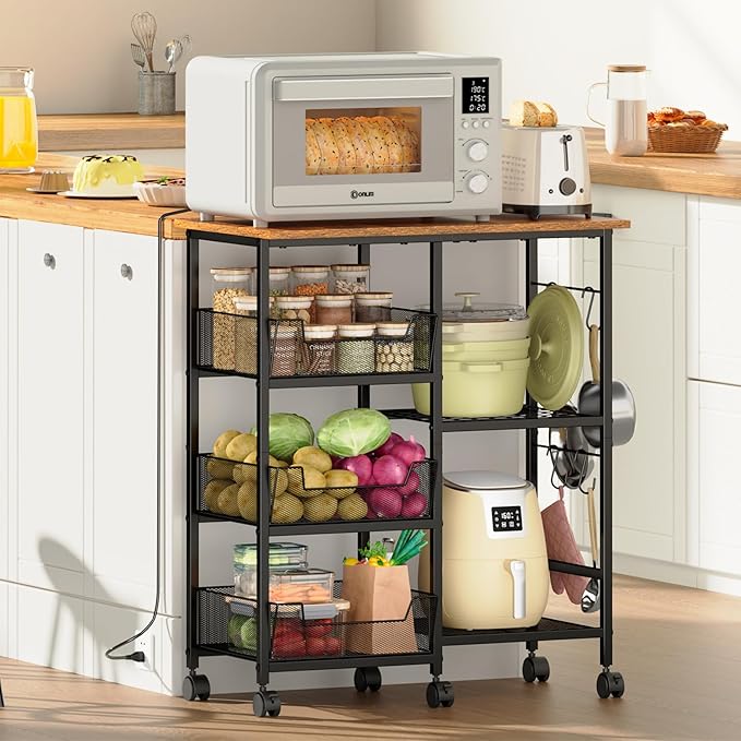 Rolling Kitchen Storage Microwave Cart, Kitchen Island by Lyuwanxian