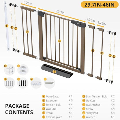 Cumbor 29.7-46" Baby Gate for Stairs, Mom's Choice Awards Winner-Auto Close Dog - Image 7