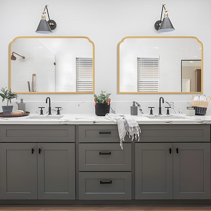 36X24 Inch Gold Bathroom Vanity Mirror - Image 2