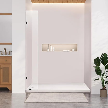 Bathroom Shower Glass Door 12" W×78.75" H, 3/8" Thick Clear Tempered Glass Panel by Unknown