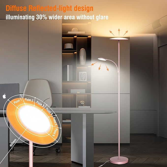 marctronic Pink Floor Lamps for Living Room, 44W/4500LM Super Bright 2 in 1 LED - Image 3