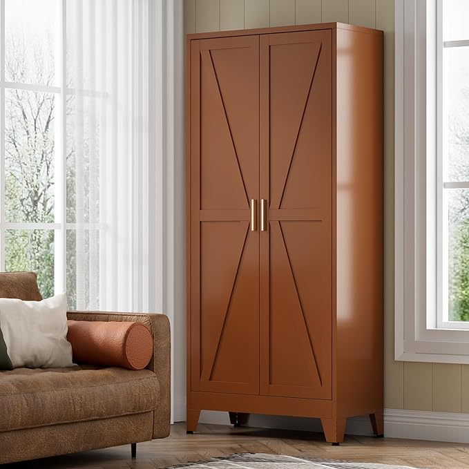 COFaR 5 Tier Metal Kitchen Storage Cabinets, Farmhouse Tall Cabinet - Image 2