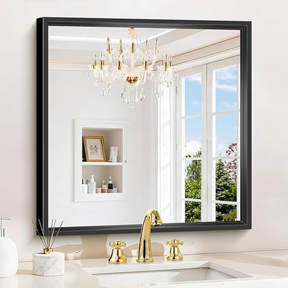 24x24 Square Black Mirror, Bathroom Mirrors - Image 9