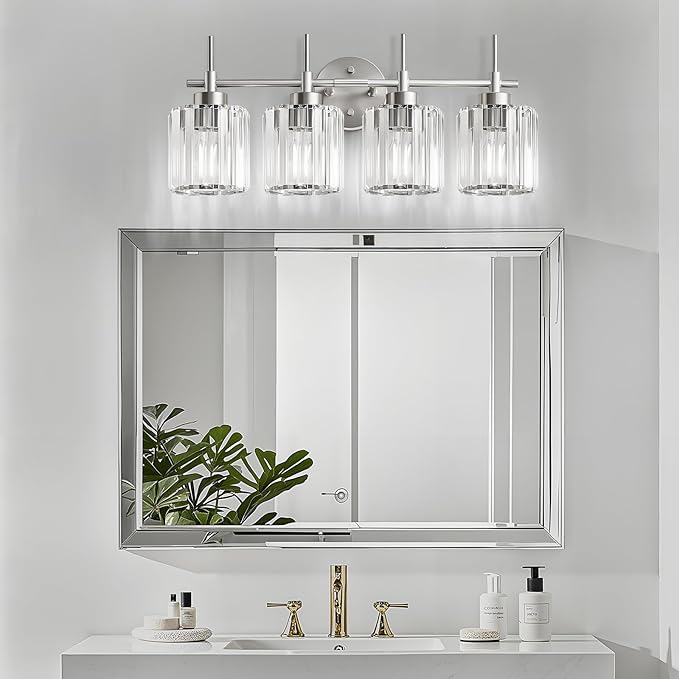 EJIAXIN Crystal Bathroom Vanity Lights, 4 Light Bath Mirror Light Brushed - Image 7