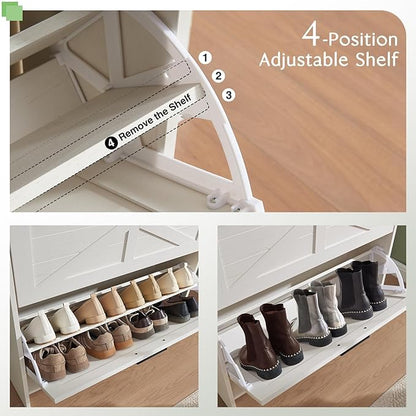 Shoe Storage Cabinet, Farmhouse Shoe Organizer - Image 6