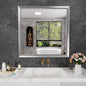 Amorho 36x36 Inch Bathroom Mirror Silver, Thick Metal Framed Wall Mirrors by Amorho