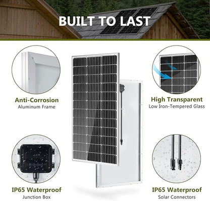 HQST 2pcs 100W 12V Monocrystalline Solar Panel, Waterproof - Image 5