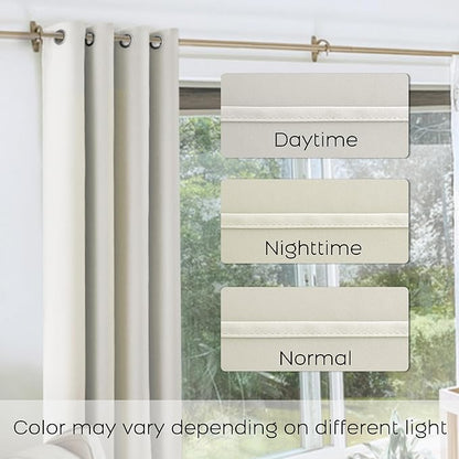 KOUFALL 52x86 Inches Long Beige Blackout Curtains - Image 4