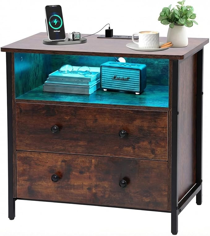 Tykacna 27 Inch Wide Night Stand, Large Wood Night Stand by Tykacna