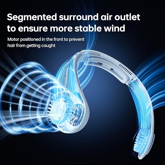 JISULIFE Portable Neck Fan Upgraded, Neckbrace Personal Hands Free, 5 Speed - Image 3