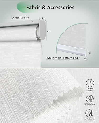 Yoolax Motorized Blinds App Control, Light Filtering Motorized Shades - Image 5