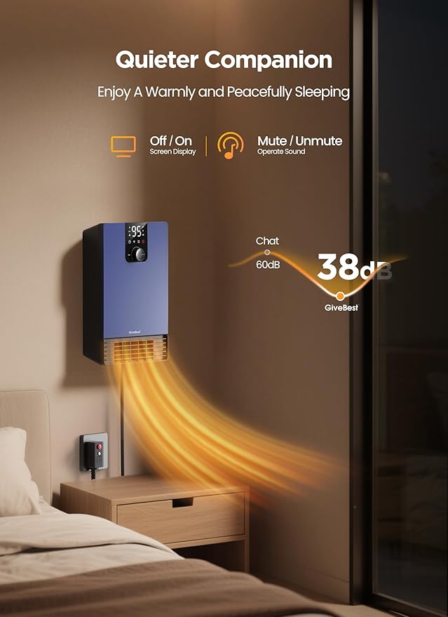GiveBest Wall Heater for Bathroom, 1500W Fast Heating Electric Space Heater - Image 6
