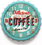 Menterry Bottle Cap Design Iron Retro Wall Clock,13" Blue Vintage Style | Silent Non-Ticking Battery Operated Creative Antique Decor Wall Clocks for Cafes,Farmhouse,Office,Kitchen
