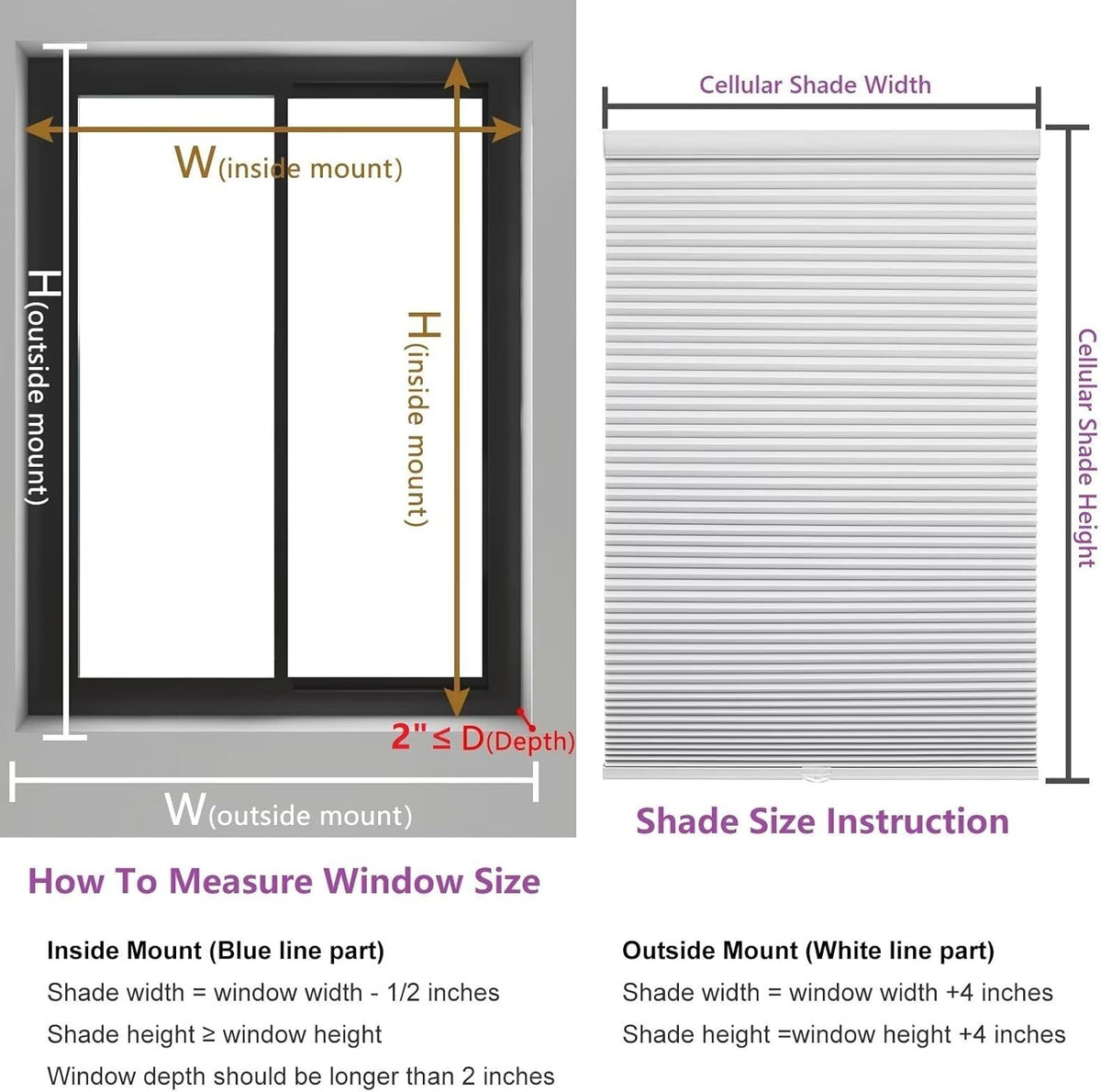 Cordless Cellular Shades, Blackout Room Darkening Black Out Honeycomb Blinds for Indoor Windows Bedroom, Pull Down Pleated Accordion Blind Easy Install, Shade Size 24" Wx50 H, Gray