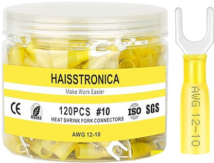 haisstronica 330PCS Heat Shrink Fork Spade Connectors #10 Waterproof Marine by HAISSTRONICA