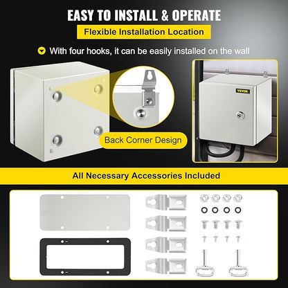 VEVOR NEMA Steel Enclosure, IP66 Waterproof & Dustproof, Outdoor/Indoor - Image 6