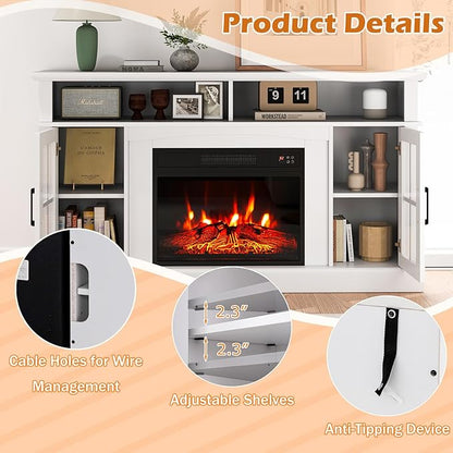 SIMOE 58 in TV Stand with 23 Inch 5100BTU Fireplace, Electric Fireplace TV - Image 2