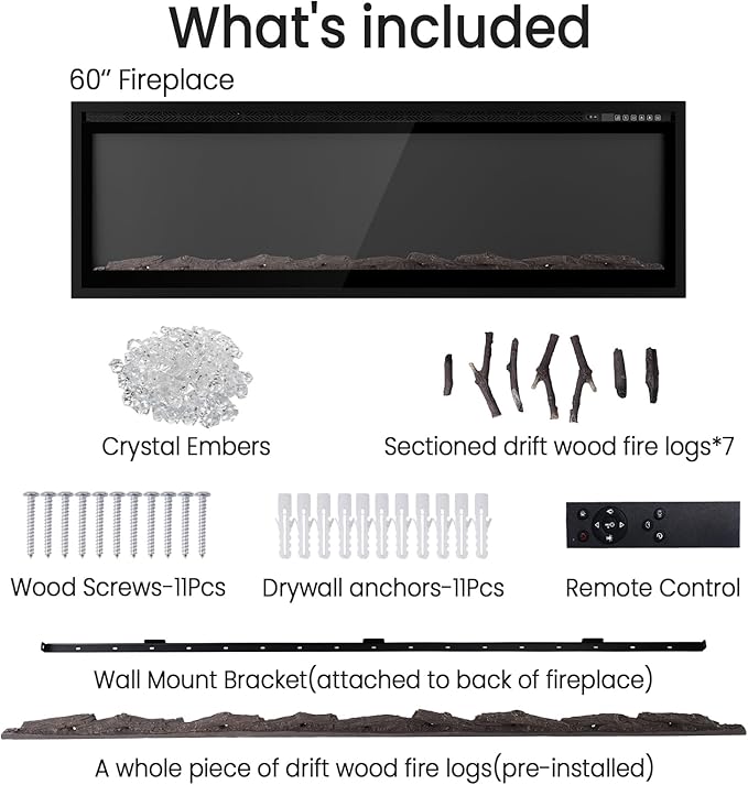 60” Smart Electric Fireplace - Image 7