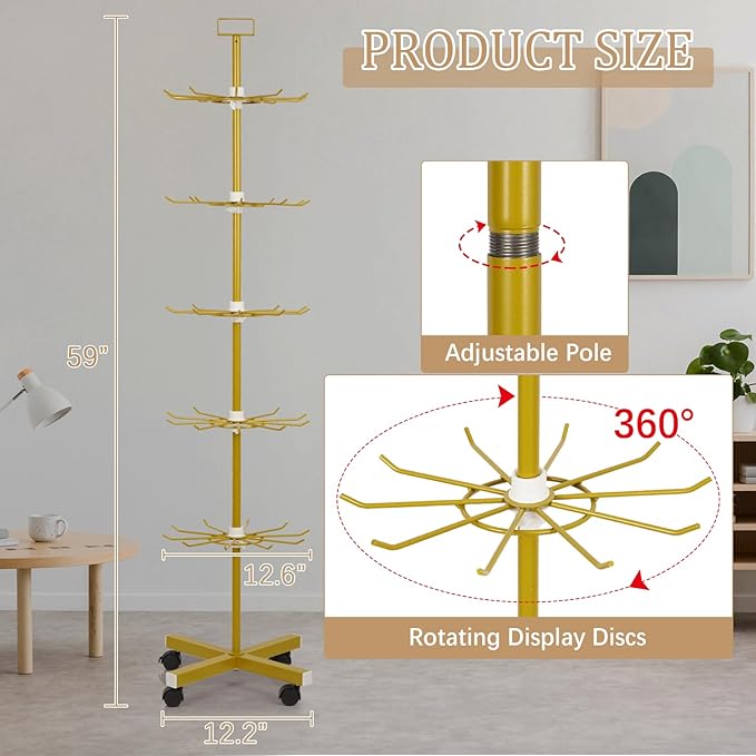 Exttlliy Retail Display Stand 5 Tier Metal Spinning Display Rack - Image 3