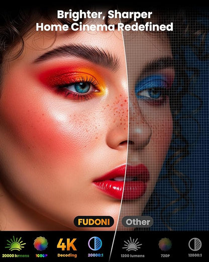 FUDONI Smart Projector with WiFi 6 and Bluetooth, 1080P Full HD Projector - Image 2