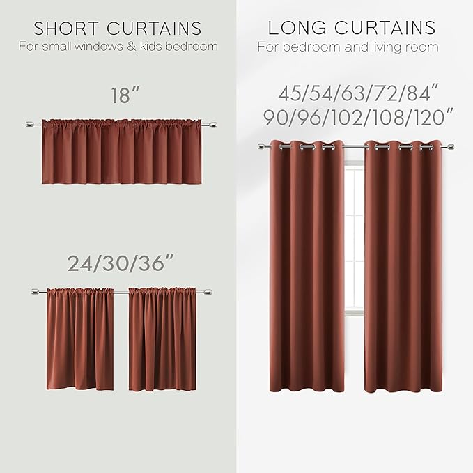 KOUFALL Rust Western Curtains for Bedroom 72 Inch Length 2 Panels Set Blackout - Image 6