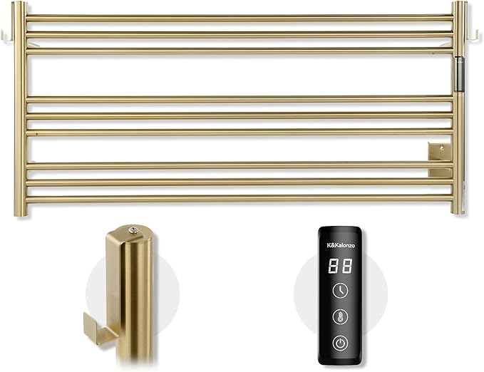 K&KALONZO Towel Warmer for Bathroom, Wall-Mounted 9-Bar Heated Towel Rack by KKALONZO
