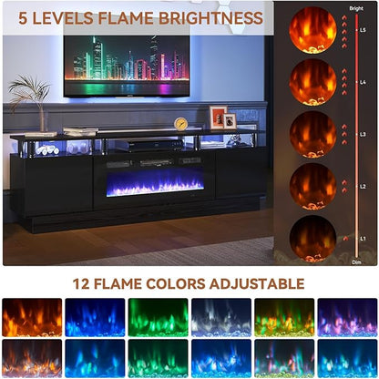 Fireplace TV Stand with Two Hinged Doors - Image 4