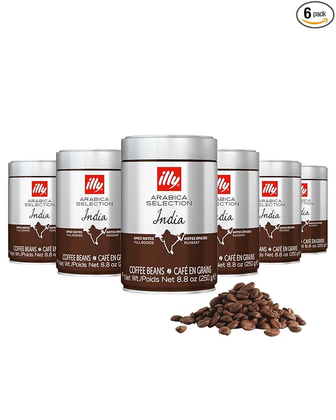 illy Whole Bean Coffee, India Single Origin Dark Roast, 100% Arabica, Premium by illy