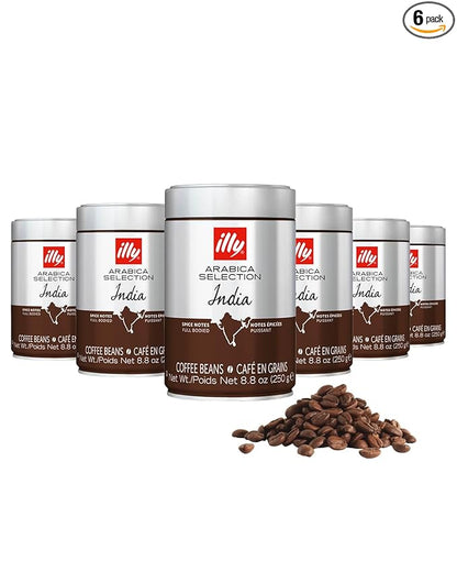 illy Whole Bean Coffee, India Single Origin Dark Roast, 100% Arabica, Premium by illy