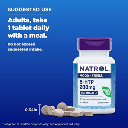 Natrol 5-HTP 200mg Dietary Supplement to Support a Balanced Mood, 60 Time - Image 6