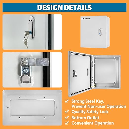 Outdoor Electrical Box 20 x 16 x 10''D NEMA 4X Enclosure Steel Box, Waterproof - Image 5