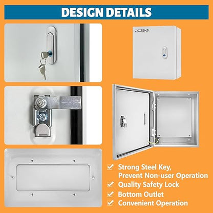 Outdoor Electrical Box 20 x 16 x 10''D NEMA 4X Enclosure Steel Box, Waterproof - Image 5