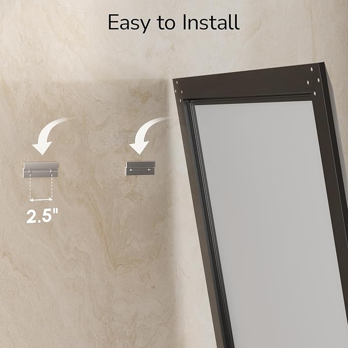 USHOWER 24x32 Bathroom Mirror, Beveled Aluminum Frame Wall Mirror, Rectangular - Image 9