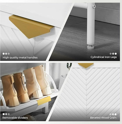 Shoe Cabinet Storage with 4 Flip Drawers, Narrow Hidden Shoes Organizer Cabinet - Image 6