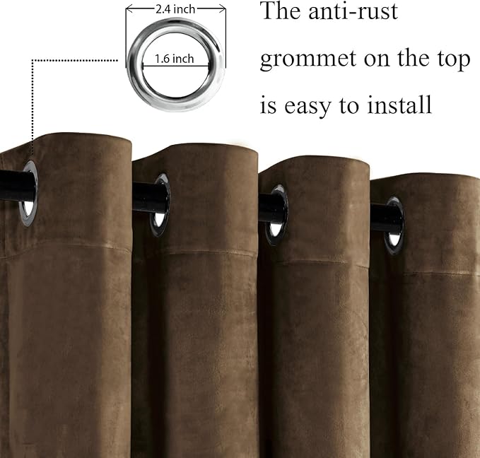 JIUZHEN Room Darkening Velvet Curtains 2 Panels Set, Luxury Window Treatment - Image 2