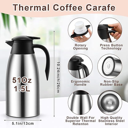 Norme 2 Pcs Thermal Coffee Carafe Insulated Stainless Steel Coffee Carafe - Image 2