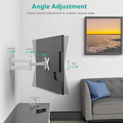 WALI TV Wall Mount Articulating LCD Monitor Full Motion Extension Arm Tilt - Image 3
