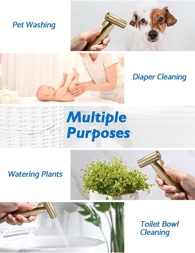 Gold Handheld Bidet Sprayer for Toilet, BRITULIF Jet Sprayer for Toilet Muslim - Image 7