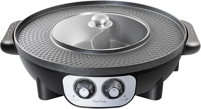 Food Party Hot Pot with Grill 2 in 1 Electric Smokeless Grill and Hotpot Pot - Image 2