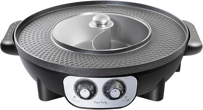 Food Party Hot Pot with Grill 2 in 1 Electric Smokeless Grill and Hotpot Pot - Image 2