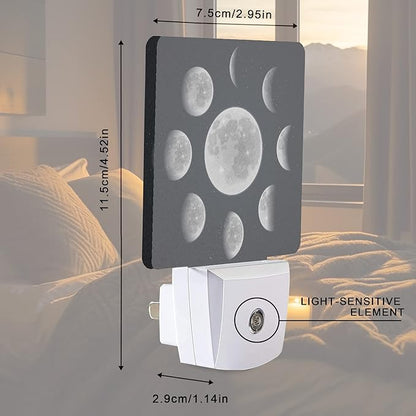 Smoaffly Moon Phases Night Light Plug-in LED Nightlights Auto Sensor Night Lamp - Image 4