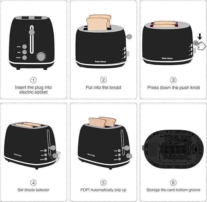 Roter Mond 2 Slice Toaster Retro Stainless Steel - Image 7