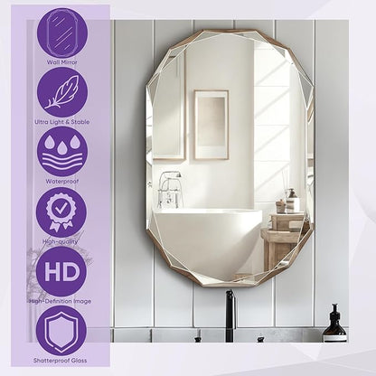 Bathroom Mirror for Wall, Beveled Edge Frameless Wall Mount Vanity, Wall - Image 3