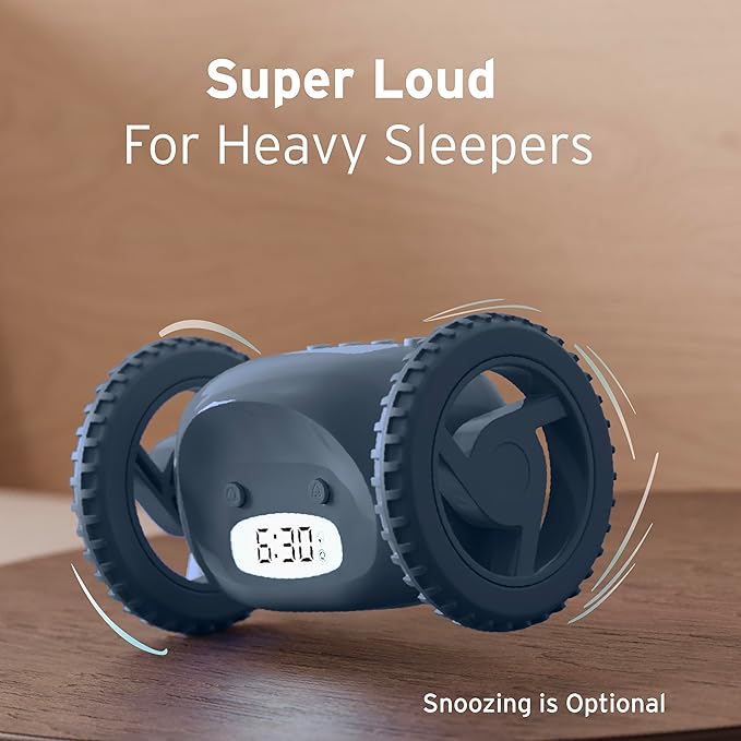 CLOCKY Extra Loud Alarm Clock for Heavy Sleepers on Wheels Rolls Runs Away - Image 2