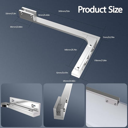 Shower Glass Support Bar, Both Sides Available, Frameless Bathroom Glass Clamp - Image 2