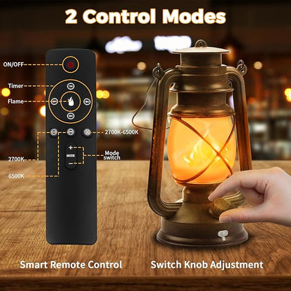 2 Pack Bronze Vintage 4 Modes Light LED Lanterns，Rechargeable Dancing Flame - Image 4